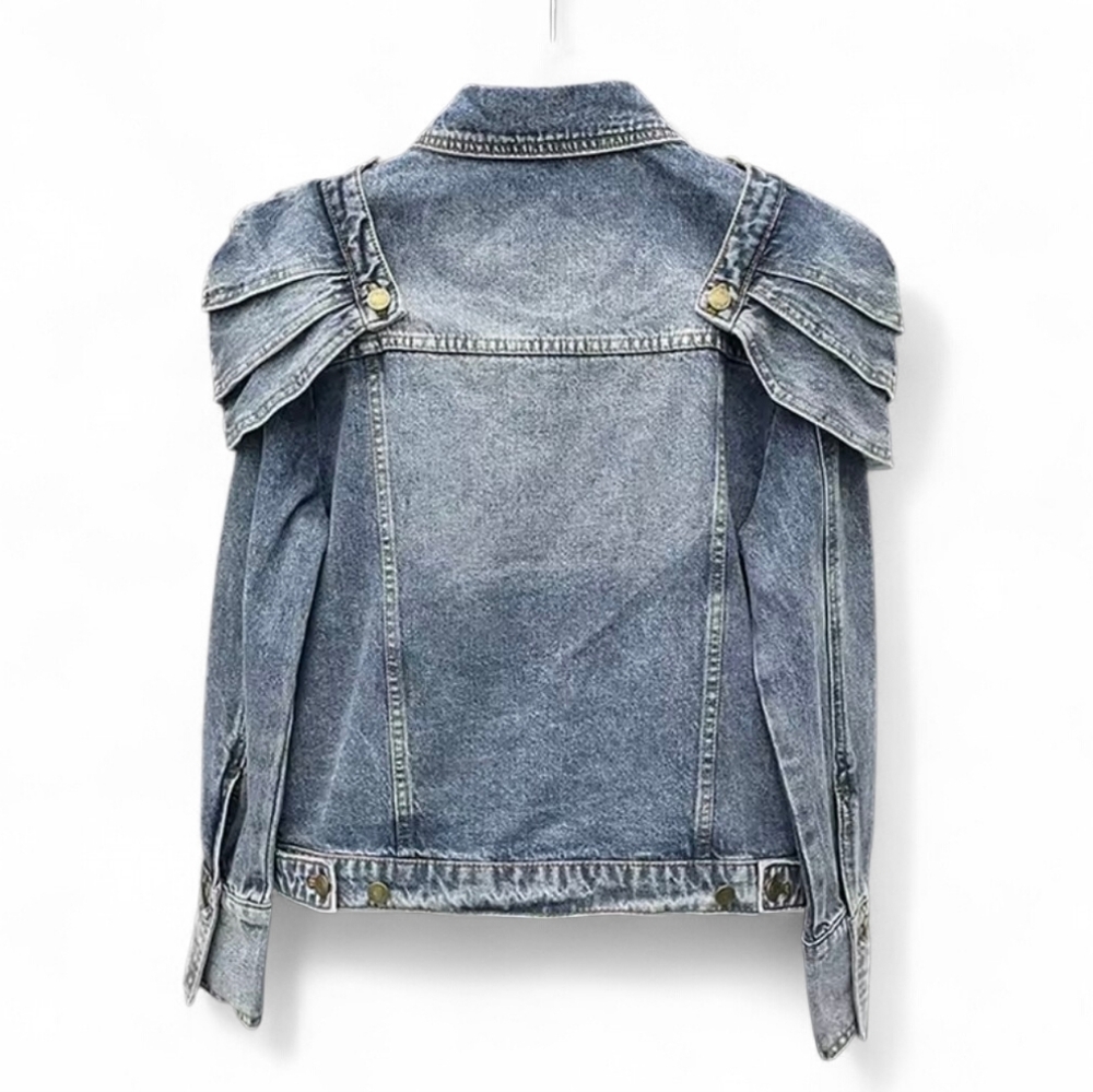 Unique Denim Jacket with Empire Shoulder Details ▪︎ Stonewash Blue ▪︎ LG - Picture 16 of 16
